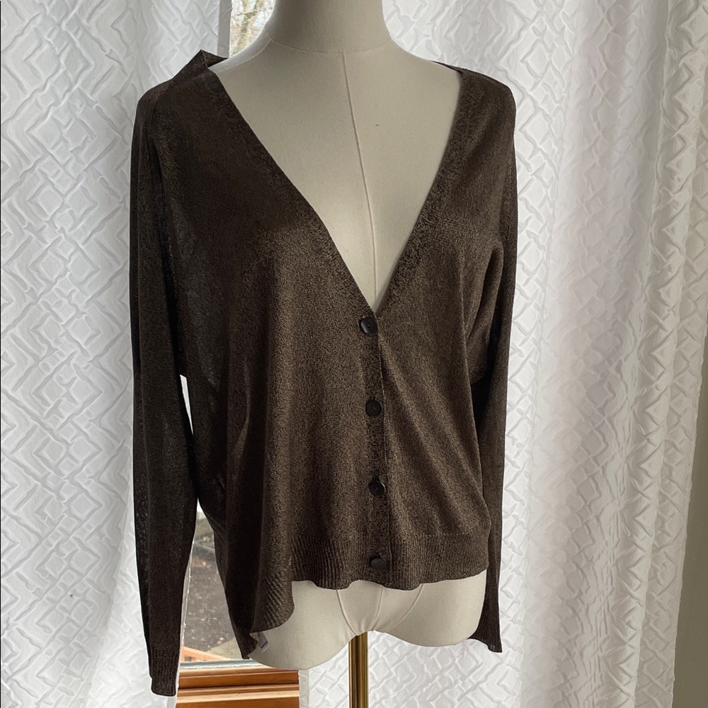 Eileen Fisher Women's Bronze Button-Up Sweater XS Fits S-M